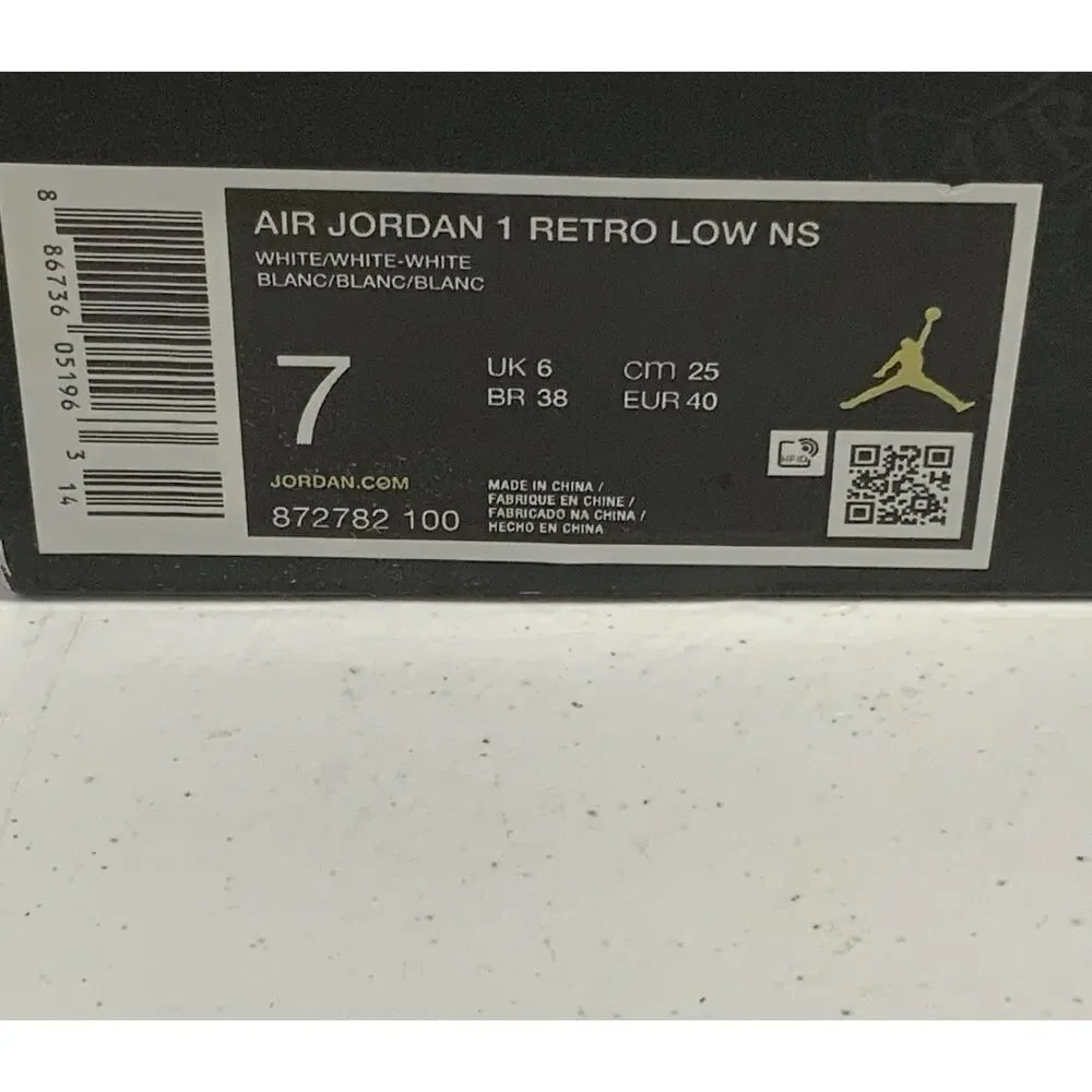 Air Jordan 1 Retro Swooshless Low Triple White 872782 100 Size 7 Men Size 8.5 WM